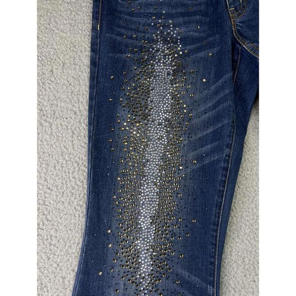 CACHE Embellished Blue Denim Jeans Bedazzled Rhinestones Women’s Size 12 y2k - Picture 4 of 15